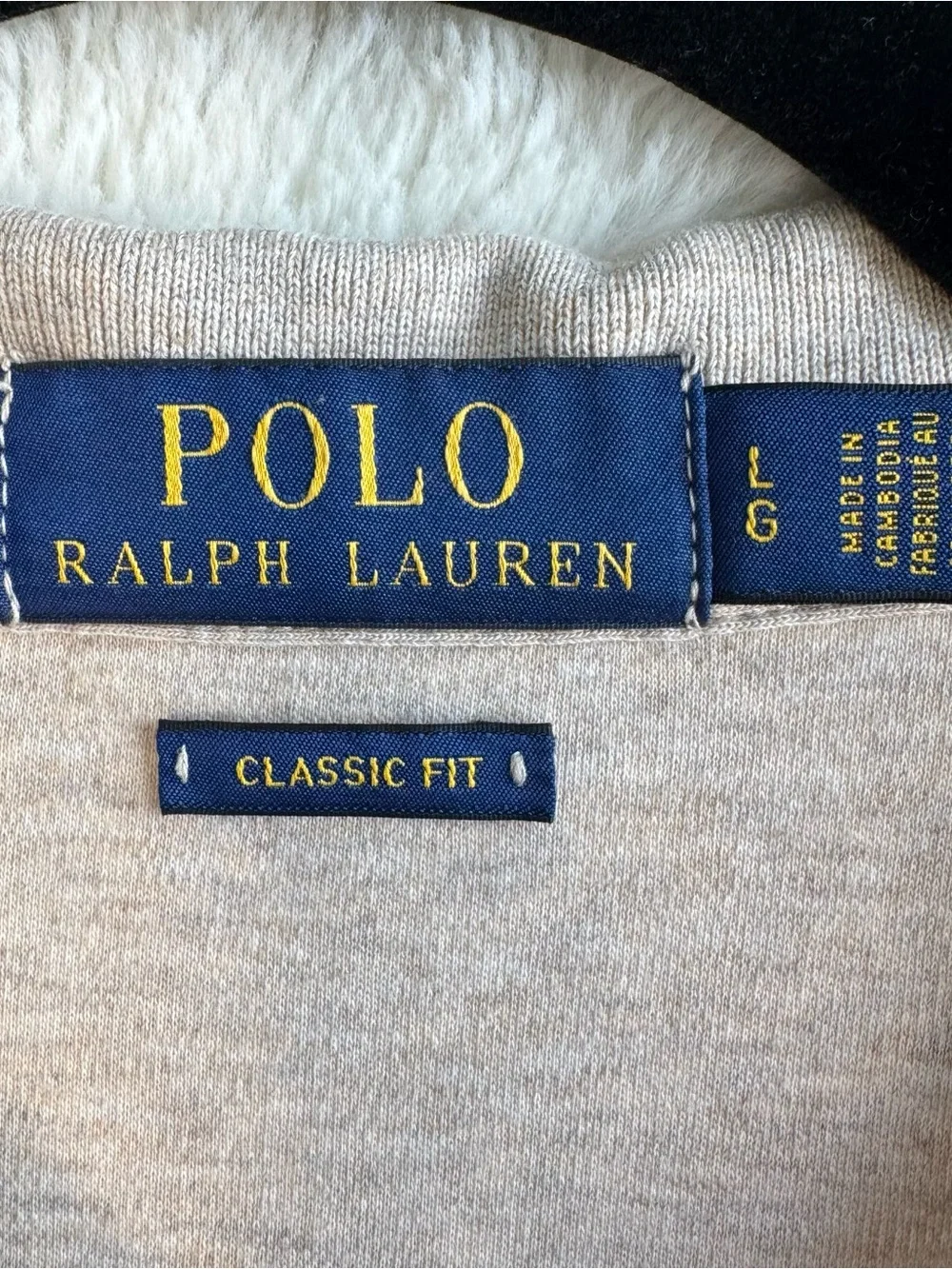 Polo Ralph Lauren Shirt Men’s Large Beige Classic Fit Pony Casual Preppy Office